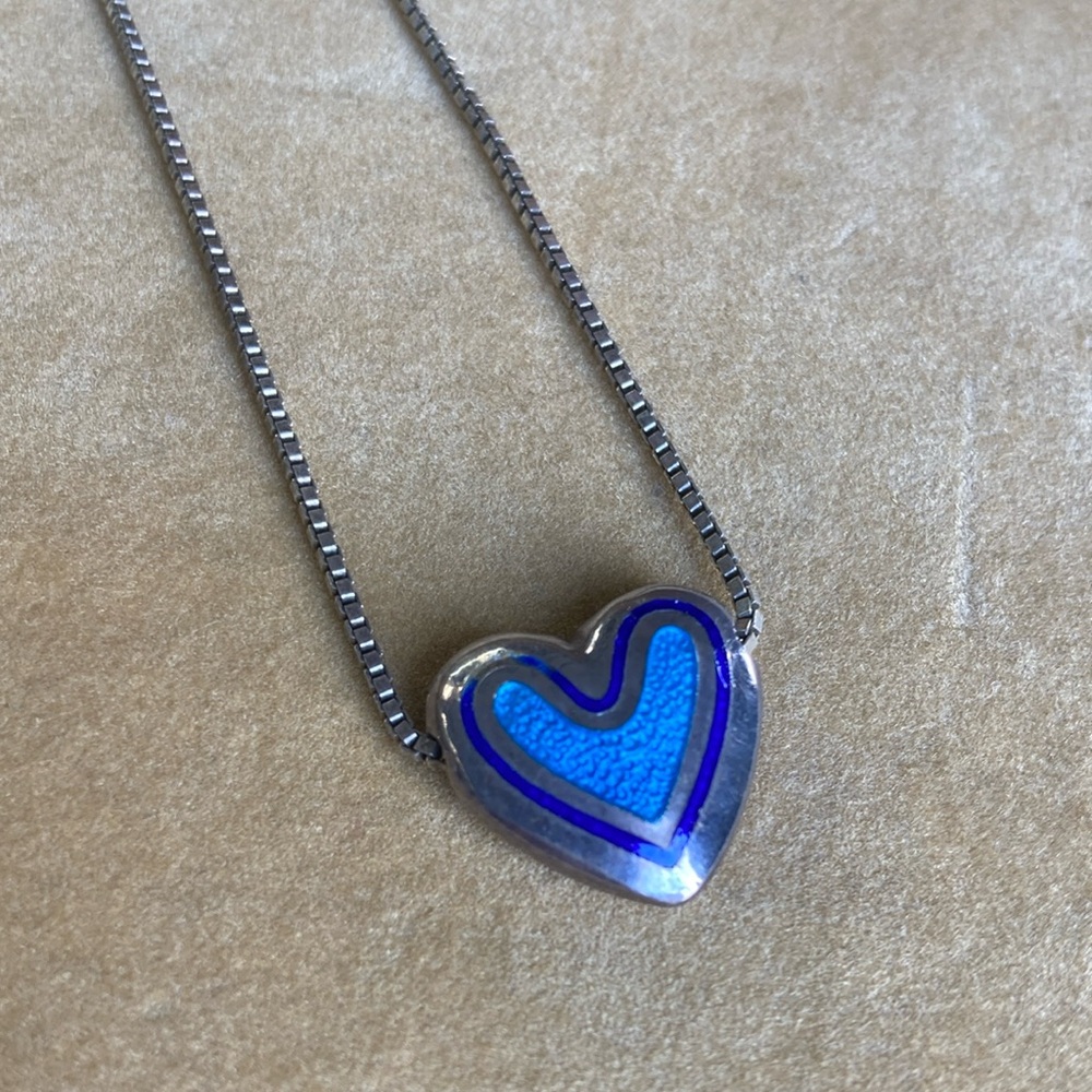 Blue Heart Pendant Necklace
